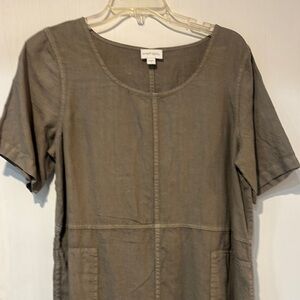 J.Jill linen pure jill Short Sleeve Dress olive